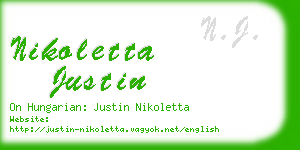 nikoletta justin business card